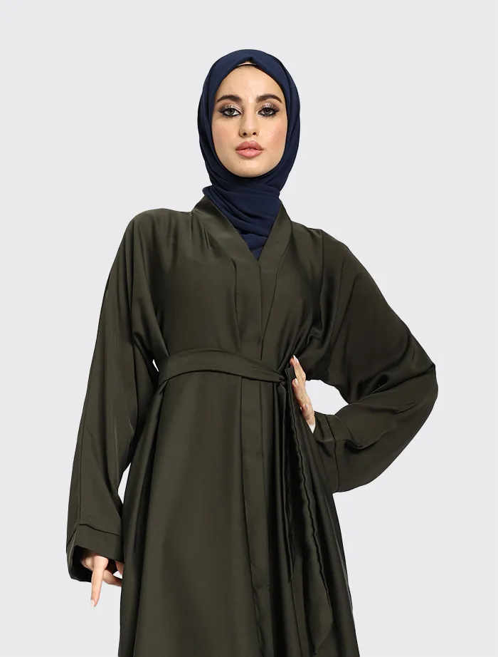 Khaki Open Abaya